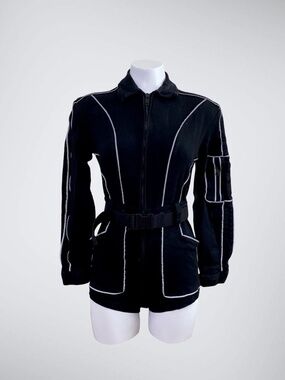 I.AM.GIA Black Trexler Playsuit w/ Reflective Piping & Belt